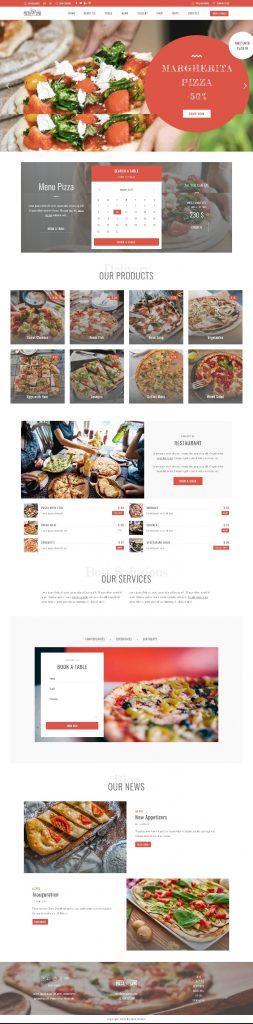 Mẫu Website Nhà Hàng Pizza Line