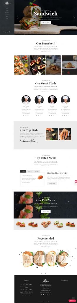 Mẫu Website Nhà Hàng Savory Left Menu Home