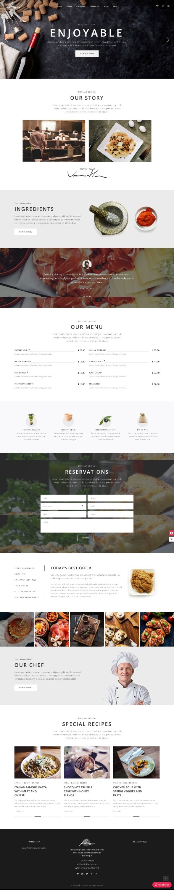 Mẫu Website Nhà Hàng Savory