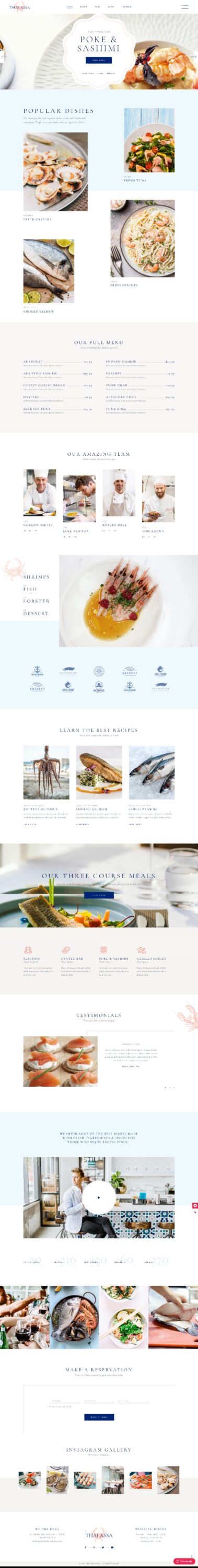 Mẫu Website Nhà Hàng Thalassa