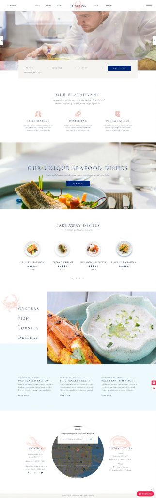 Mẫu Website Nhà Hàng Thalassa  Seafood Bar