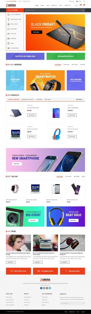Mẫu Website Bán Hàng Công Nghệ – Zamona