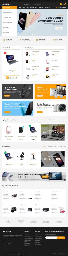 Mẫu Website Bán Hàng Công Nghệ – UpStore Home 2