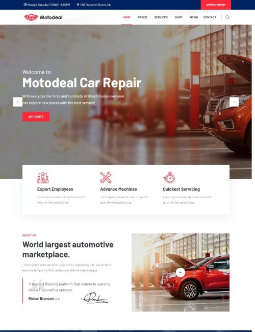 Mẫu Website Dịch Vụ Xe - Motodeal Repair
