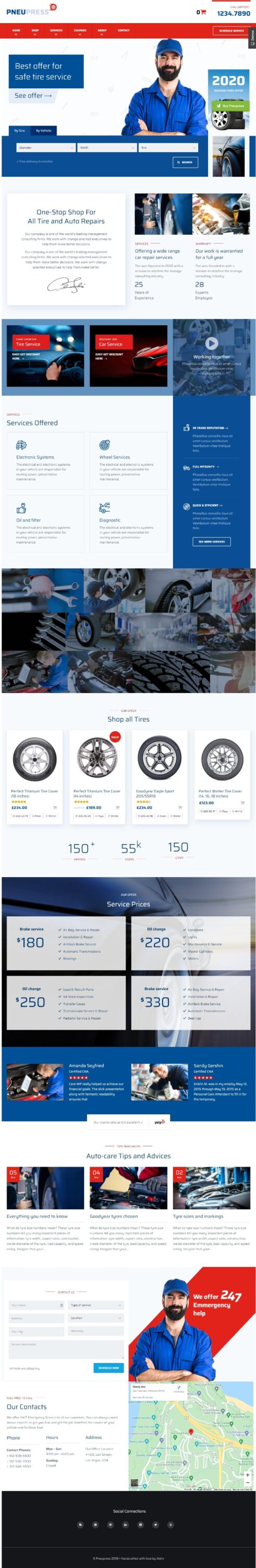 Mẫu website Dịch Vụ Xe – PneuPress