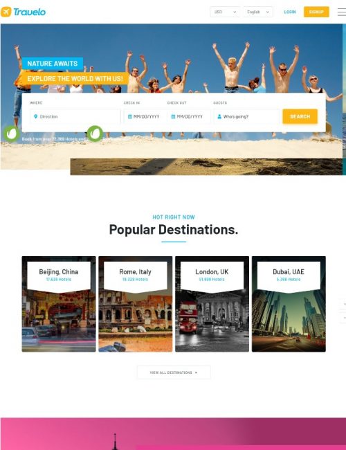 Mẫu Website Dịch Vụ Du Lịch - Travelo