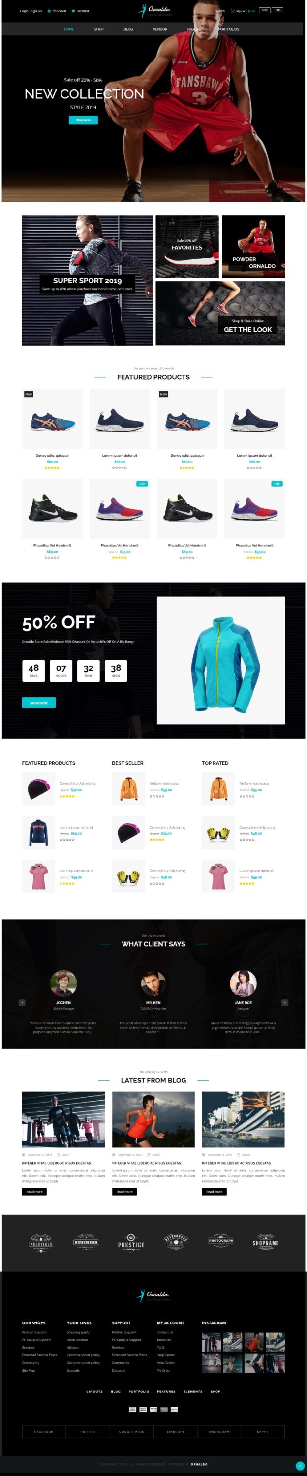 MẪU WEBSITE BÁN HÀNG PHỤ KIỆN THỂ THAO – ORNALDO SPORTS HOME 10