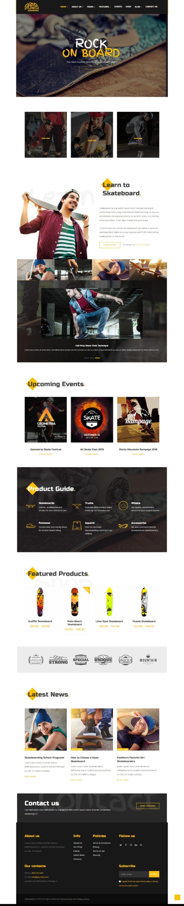 MẪU WEBSITE BÁN HÀNG PHỤ KIỆN THỂ THAO – SKATEBOARDING HOME 3