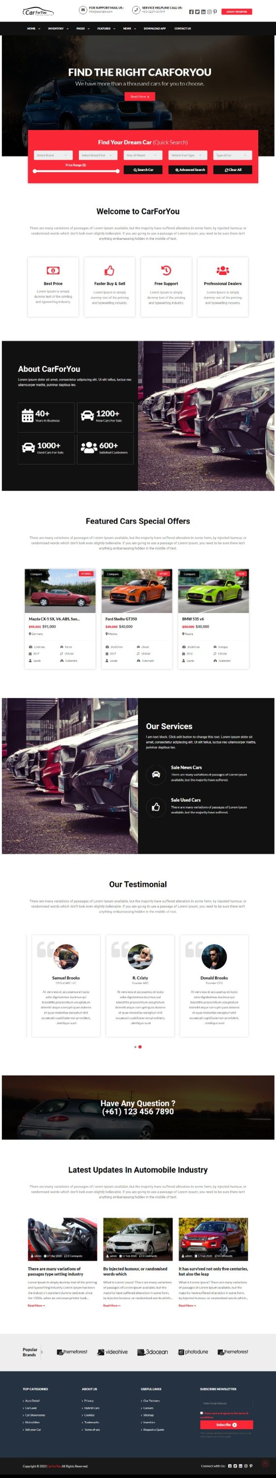 MẪU WEBSITE BÁN XE - CAR FOR YOU HOME 1