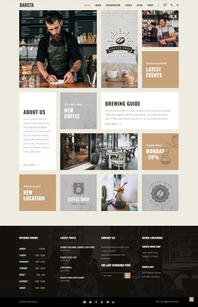 MẪU WEBSITE COFFEE SHOP – BARISTA HOME 1