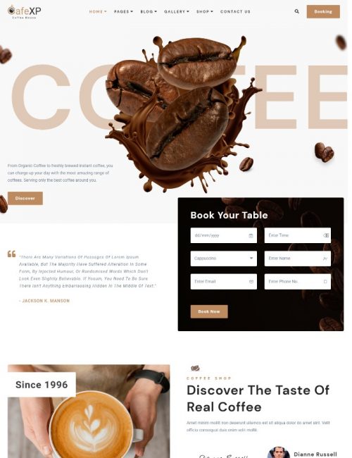 MẪU WEBSITE COFFEE SHOP - CAFE XP HOME 1