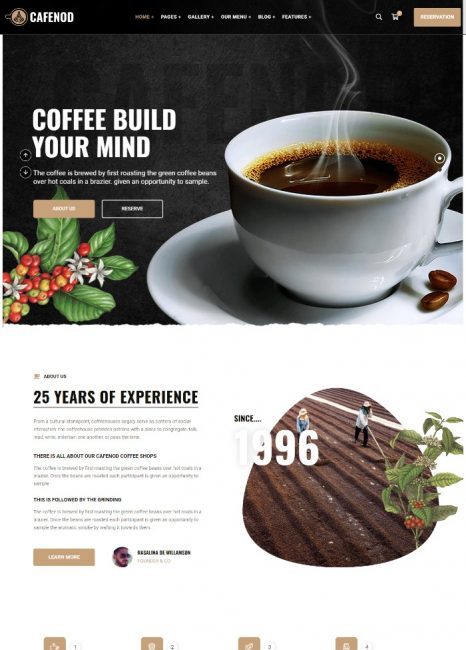 MẪU WEBSITE COFFEE SHOP - CAFENOD HOME 1
