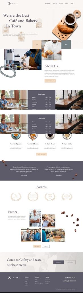 MẪU WEBSITE COFFEE SHOP – COFERY