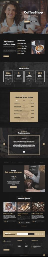 MẪU WEBSITE COFFEE SHOP – COFFEE KING HOME 1