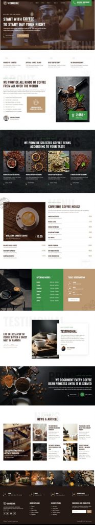 MẪU WEBSITE COFFEE SHOP – COFFEINE