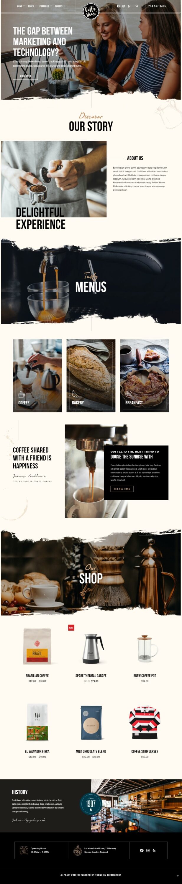 MẪU WEBSITE COFFEE SHOP – CRAFT HOME 2