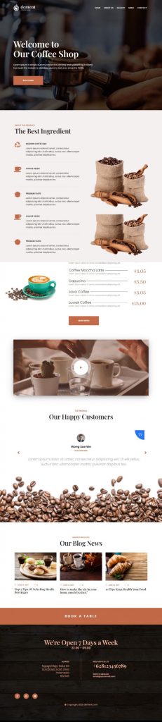 MẪU WEBSITE COFFEE SHOP – DEMENT