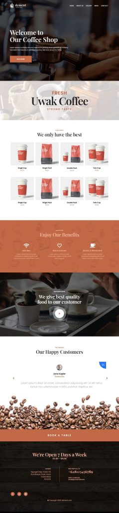 MẪU WEBSITE COFFEE SHOP – DEMENT HOME 1