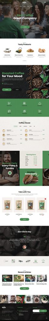 MẪU WEBSITE COFFEE SHOP – KAFFA HOME 1