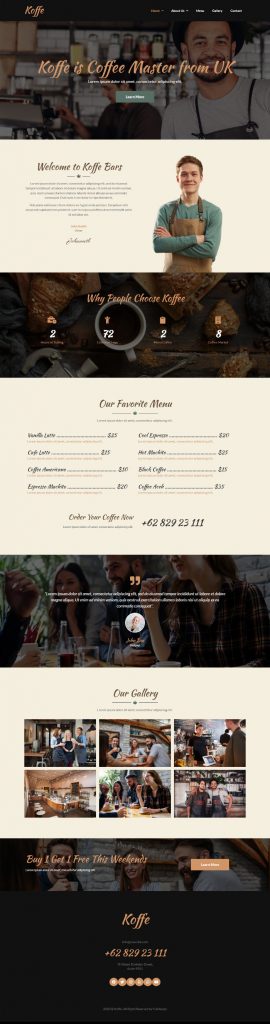 MẪU WEBSITE COFFEE SHOP – KOFFE
