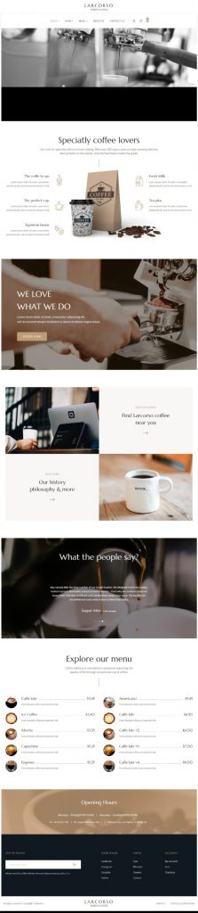 MẪU WEBSITE COFFEE SHOP – LARCORSO HOME 4