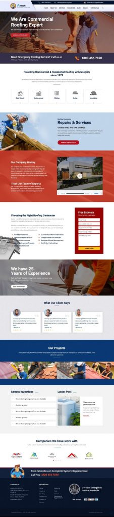 Mẫu Website Giới Thiệu Dịch Vụ Sửa Chữa Mái Nhà Airtech