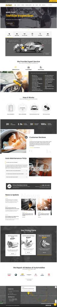 Mẫu Website Giới Thiệu Dịch Vụ Sửa Chữa Xe Car Repair Home 2