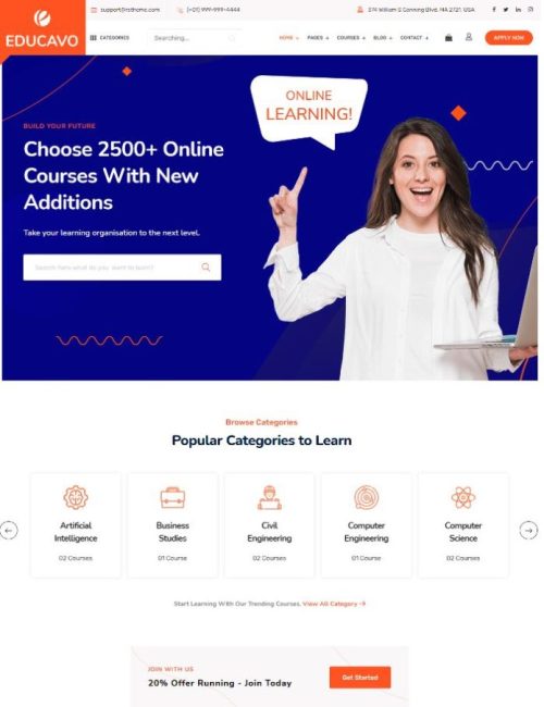 Mẫu website giáo dục - Educavo