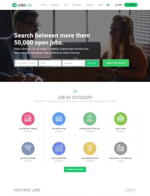Mẫu Website Dịch Vụ Tuyển Dụng - Jobs Hub