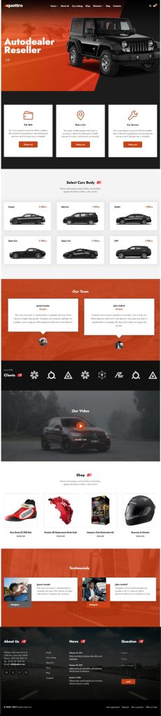 MẪU WEBSITE BÁN XE – QUATTRO HOME 3