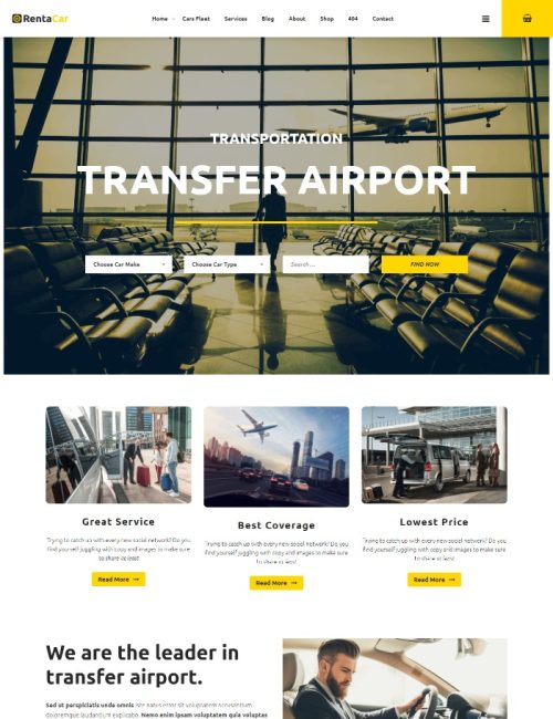 MẪU WEBSITE CHO THUÊ XE - RENT A CAR TRANSFER AIRPORT HOME
