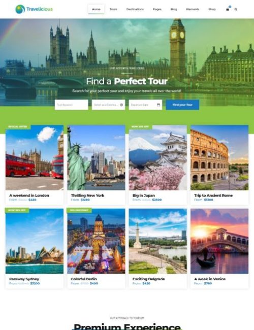 MẪU WEBSITE CÔNG TY DU LỊCH - TRAVELICIOUS FOCUS SEARCH