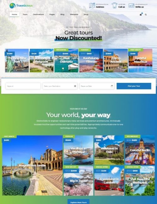 MẪU WEBSITE CÔNG TY DU LỊCH - TRAVELICIOUS MULTIPLE TOURS