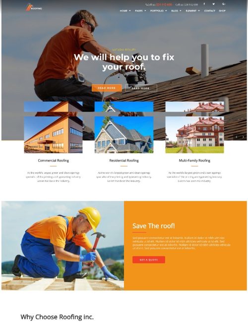 Mẫu Website Giới Thiệu Dịch Vụ Sửa Chữa Cải Tạo Nhà Roofing Home 2