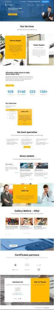 Mẫu Website Giới Thiệu Dịch Vụ Sửa Chữa Điện Thoại Máy Tính Computer Repair Home 2