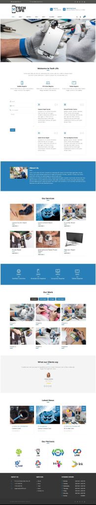 Mẫu Website Giới Thiệu Dịch Vụ Sửa Chữa Điện Thoại Tech Life Home 3