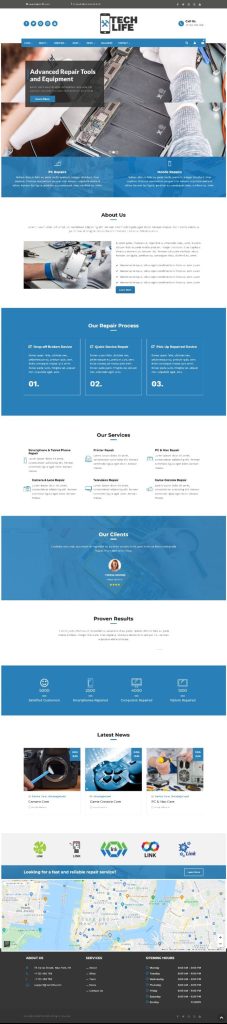 Mẫu Website Giới Thiệu Dịch Vụ Sửa Chữa Điện Thoại Tech Life Home 4