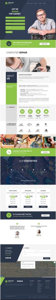 Mẫu Website Giới Thiệu Dịch Vụ Sửa Chữa Máy Tính Computer Repair Home 2