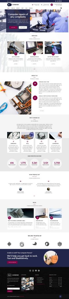 Mẫu Website Giới Thiệu Dịch Vụ Sửa Chữa Máy Tính ComRepair