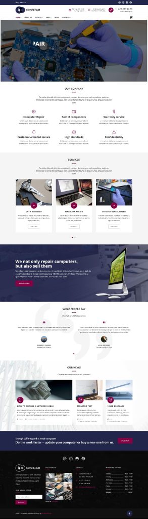 Mẫu Website Giới Thiệu Dịch Vụ Sửa Chữa Máy Tính ComRepair Home 3