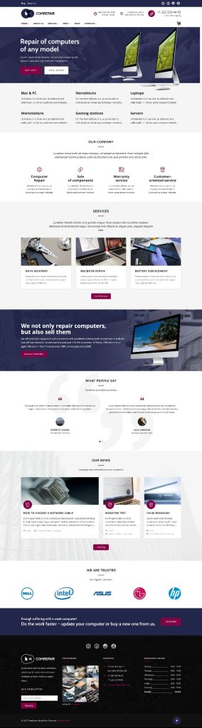 Mẫu Website Giới Thiệu Dịch Vụ Sửa Chữa Máy Tính ComRepair Home 4