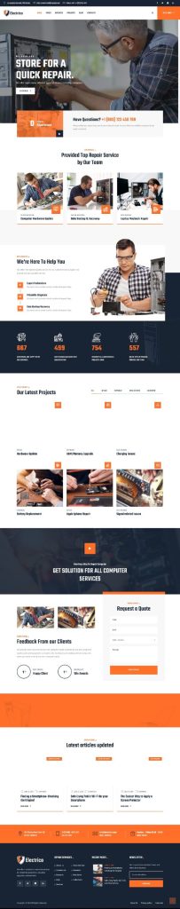 Mẫu Website Giới Thiệu Dịch Vụ Sửa Chữa Máy Tính Electrico