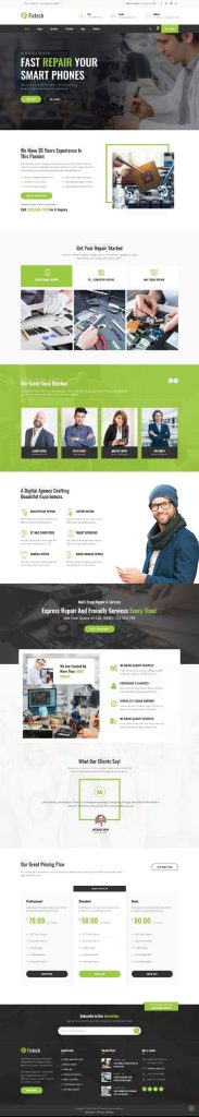 Mẫu Website Giới Thiệu Dịch Vụ Sửa Chữa Máy Tính Fix Tech Home 3