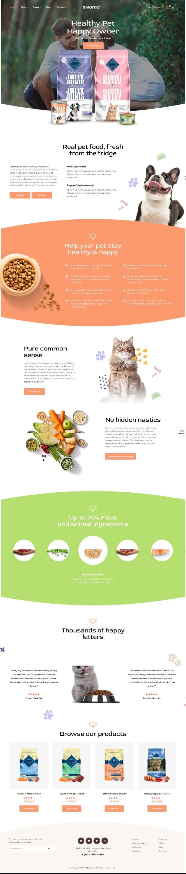 Mẫu Website Giới Thiệu Sản Phẩm Thức Ăn Chó Mèo Smartic