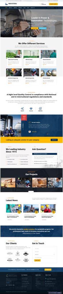 Mẫu Website Giới Thiệu Công Ty Hoá Chất Cơ Khí Industrial