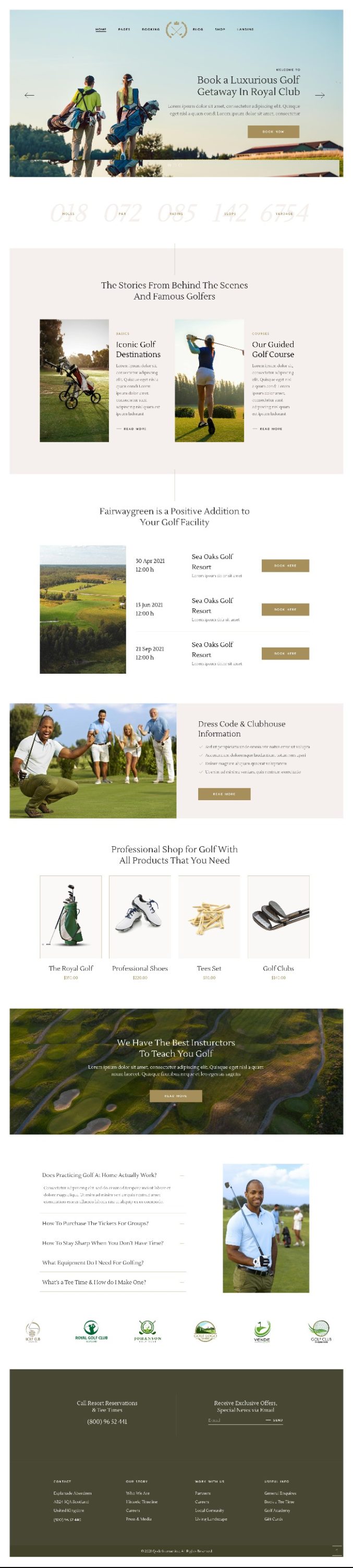 Mẫu Website Giới Thiệu Dịch Vụ Golf Fairway Green