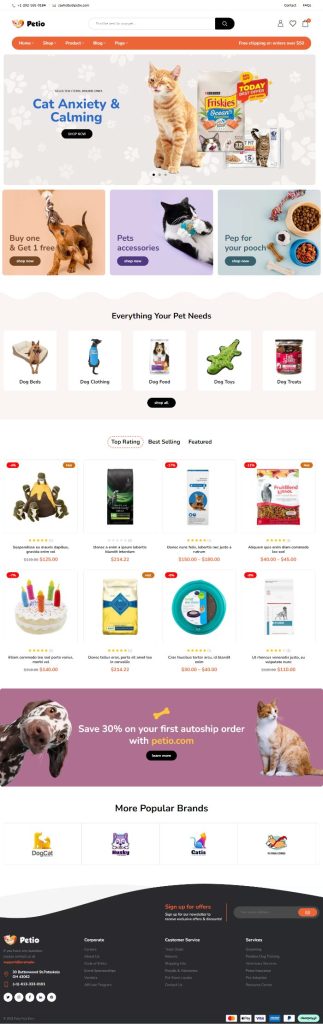 Mẫu website Thú cưng – Petio Home 2