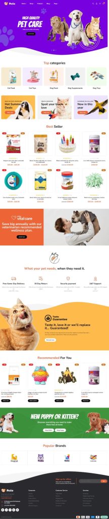 Mẫu website Thú cưng – Petio Home 1