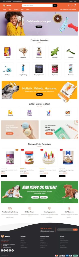 Mẫu website Thú cưng – Petio Home 3