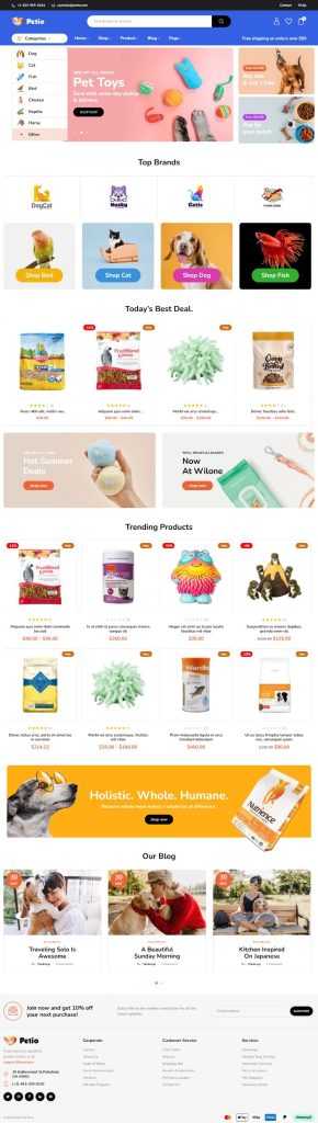 Mẫu website Thú cưng – Petio Home 4